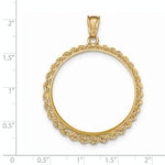 Carica l&#39;immagine nel visualizzatore di Gallery, 14K Yellow Gold 1 oz or One Ounce American Eagle Coin Holder Holds 32.6mm x 2.8mm Coin Prong Bezel Rope Edge Pendant Charm
