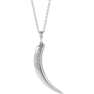 Platinum 14k Yellow Rose White Gold Sterling Silver Tusk Pendant Necklace