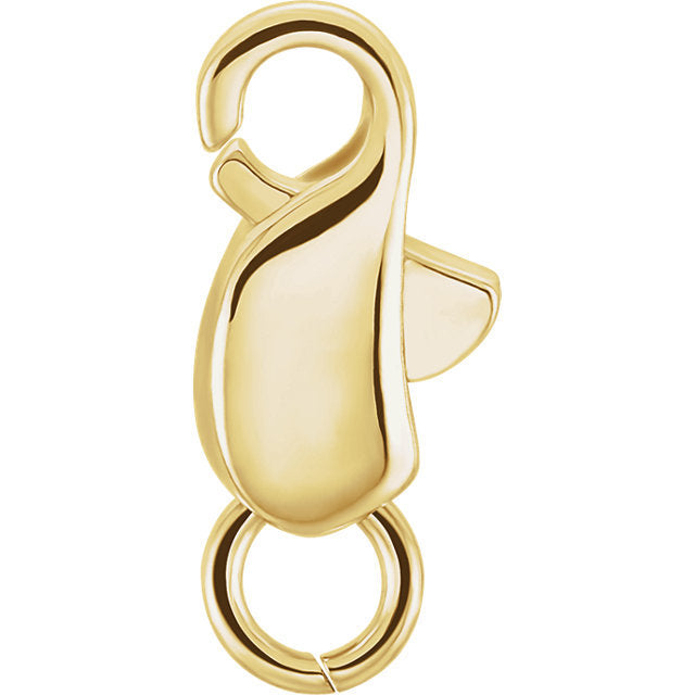 14K Yellow Gold 10mm x 4mm Push Lock Lobster Clasp with Jump Ring Jewelry Findings