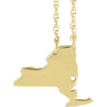 Load image into Gallery viewer, 14k Gold 10k Gold Silver New York State Heart Personalized City Necklace
