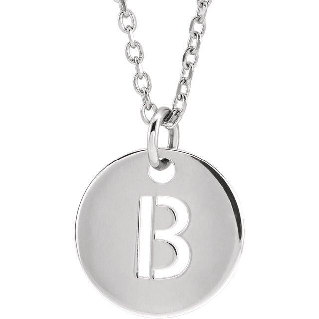14k Yellow Rose White Gold or Sterling Silver Block Letter B Initial Alphabet Pendant Charm Necklace