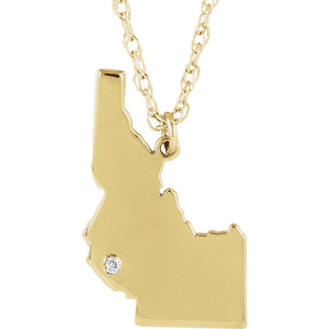 14k Gold 10k Gold Silver Idaho ID State Map Diamond Personalized City Necklace