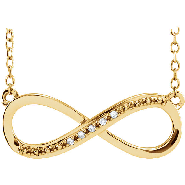 14k Yellow Rose White Gold .025 CTW Diamond Infinity Necklace