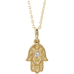 Afbeelding in Gallery-weergave laden, Platinum or 14k Gold or Sterling Silver .03 CTW Diamond Hamsa Necklace
