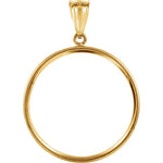 Lade das Bild in den Galerie-Viewer, 14K Yellow Gold United States US $10 Dollar or 1/2 oz ounce Chinese Panda Coin Holder Holds 27mm x 2mm Coins Tab Back Frame Pendant Charm
