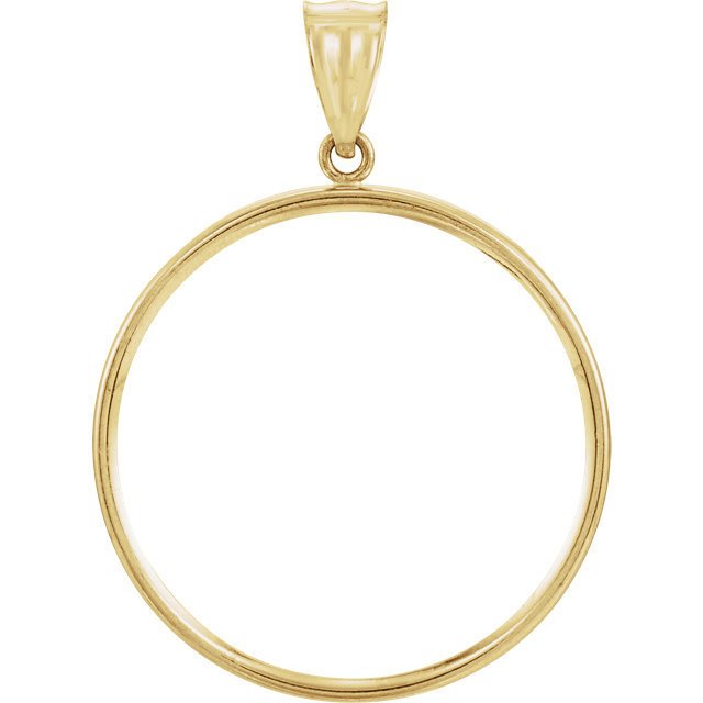 14K Yellow Gold Coin Holder for 29mm x 2mm Coins or Mexican 1/2 oz ounce Tab Back Frame Pendant Charm