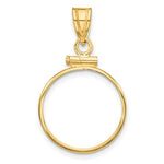 Load image into Gallery viewer, 14K Yellow Gold for 16mm Coins or 1/10 oz Maple Leaf 1/10 oz Philharmonic 1/10 oz Australian Nugget 1/10 oz Kangaroo Coin Holder Screw Top Bezel Pendant
