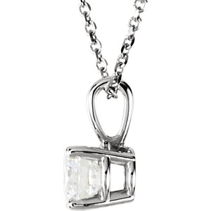 14k White Gold 1/2 CTW Diamond Solitaire Necklace 18 inch