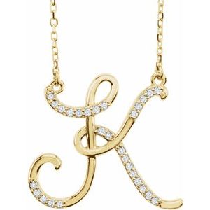 14K Yellow Rose White Gold Diamond Letter K Initial Alphabet Necklace Custom Made To Order