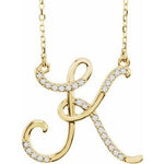 Indlæs billede til gallerivisning 14K Yellow Rose White Gold Diamond Letter K Initial Alphabet Necklace Custom Made To Order
