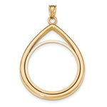 Charger l&#39;image dans la galerie, 14K Yellow Gold 1 oz or One Ounce American Eagle Teardrop Coin Holder Holds 32.6mm x 2.8mm Coins Prong Bezel Pendant Charm
