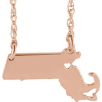 Carica l&#39;immagine nel visualizzatore di Gallery, 14k Gold 10k Gold Silver Massachusetts State Heart Personalized City Necklace
