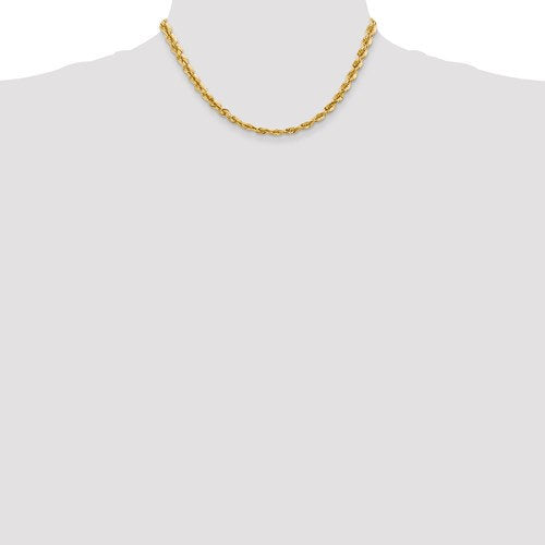 14K Yellow Gold 5.5mm Diamond Cut Rope Bracelet Anklet Choker Necklace Chain