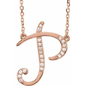 14K Yellow Rose White Gold Diamond Letter P Initial Alphabet Necklace Custom Made To Order