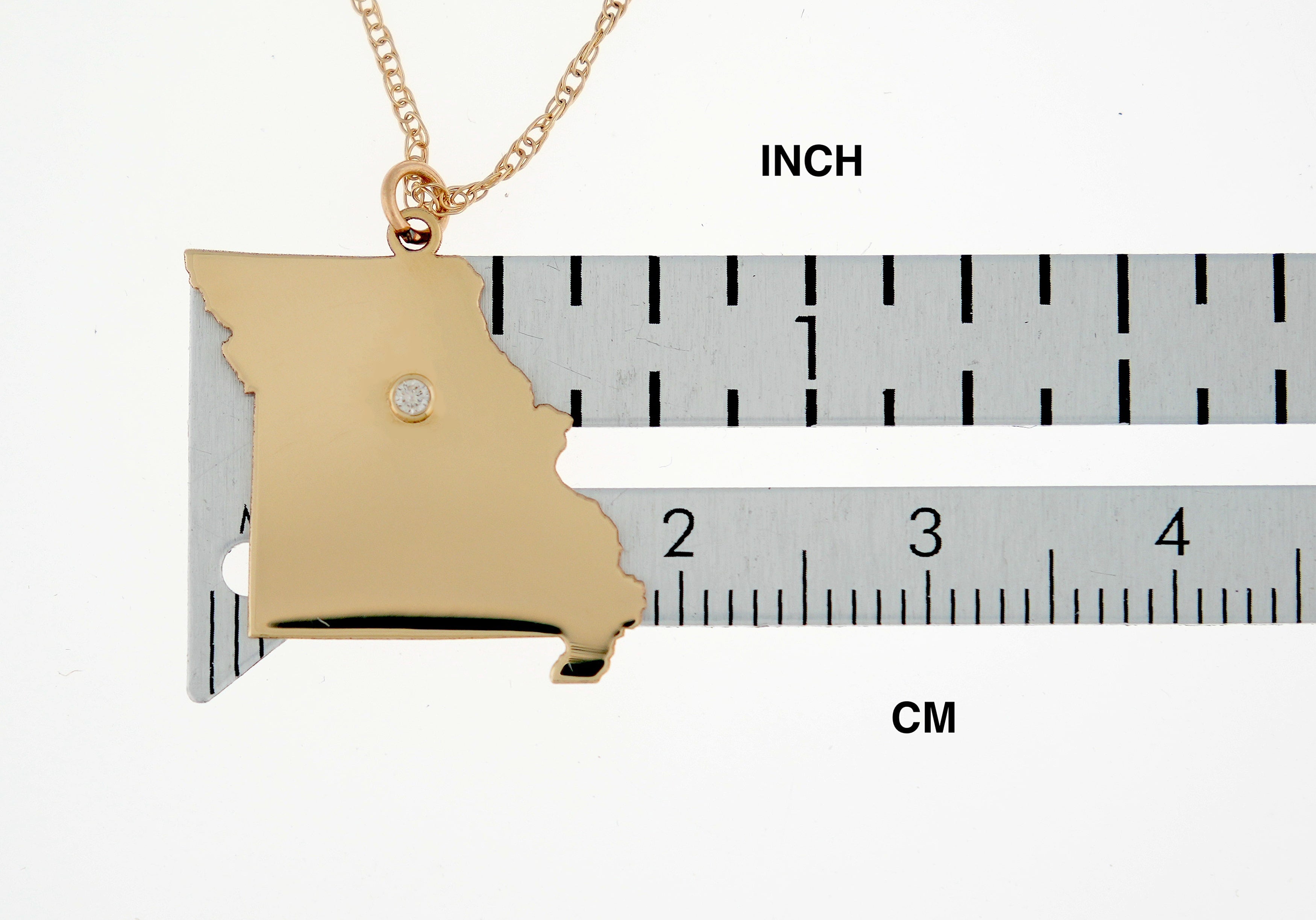 14k Gold 10k Gold Silver Missouri MO State Map Diamond Personalized City Necklace