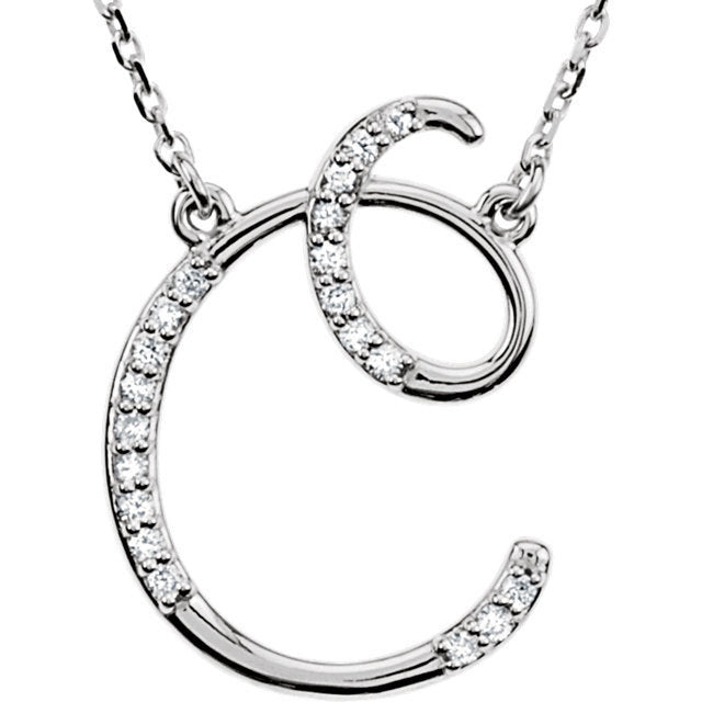 14K Yellow Rose White Gold Diamond Letter C Initial Alphabet Necklace Custom Made To Order