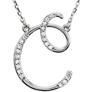 14K Yellow Rose White Gold Diamond Letter C Initial Alphabet Necklace Custom Made To Order