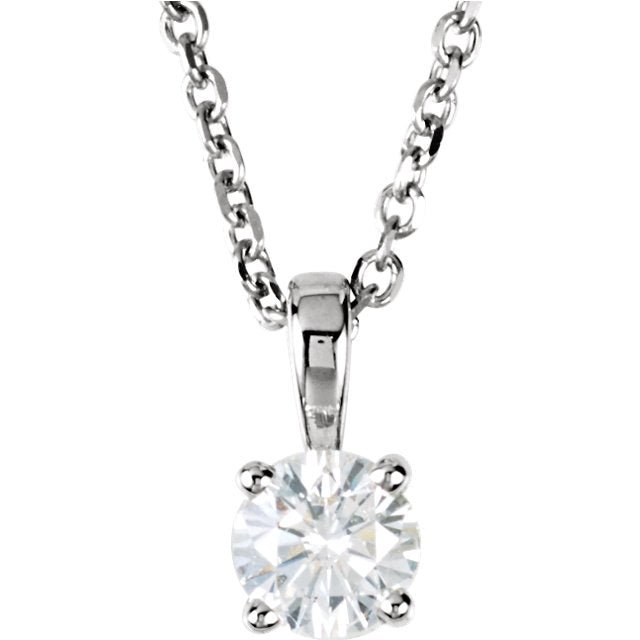 14k White Gold 1/4 CTW Diamond Solitaire Necklace 18 inch