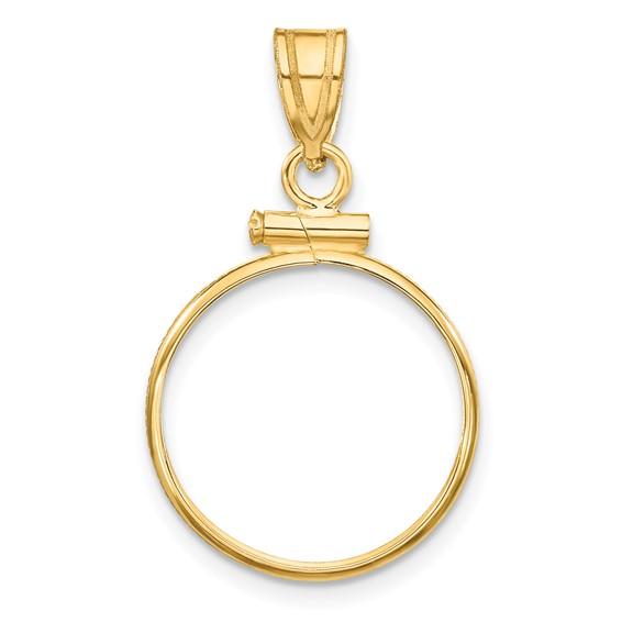 14K Yellow Gold for 15.5mm Coins or Mexican 2.5 Pesos Coin Holder Screw Top Bezel Pendant