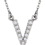 Load image into Gallery viewer, 14k Gold 1/8 CTW Diamond Alphabet Initial Letter V Necklace
