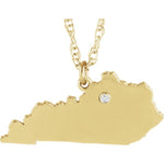 Load image into Gallery viewer, 14k Gold 10k Gold Silver Kentucky KY State Map Diamond Personalized City Necklace

