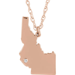 14k Gold 10k Gold Silver Idaho ID State Map Diamond Personalized City Necklace