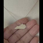 Load and play video in Gallery viewer, 14k Gold 10k Gold Silver Kentucky KY State Map Diamond Personalized City Necklace
