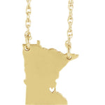 画像をギャラリービューアに読み込む, 14k Gold 10k Gold Silver Minnesota State Heart Personalized City Necklace
