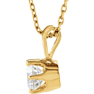 14k Yellow Gold 1/2 CTW Diamond Solitaire Necklace 18 inch