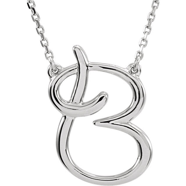 14k Gold Or Sterling Silver Script Letter B Initial Alphabet Necklace ...