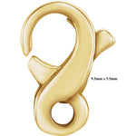 Indlæs billede til gallerivisning 14K Yellow Gold or Sterling Silver Infinity Design Lobster Clasp Jewelry Findings
