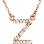 Load image into Gallery viewer, 14k Gold 1/10 CTW Diamond Alphabet Initial Letter Z Necklace
