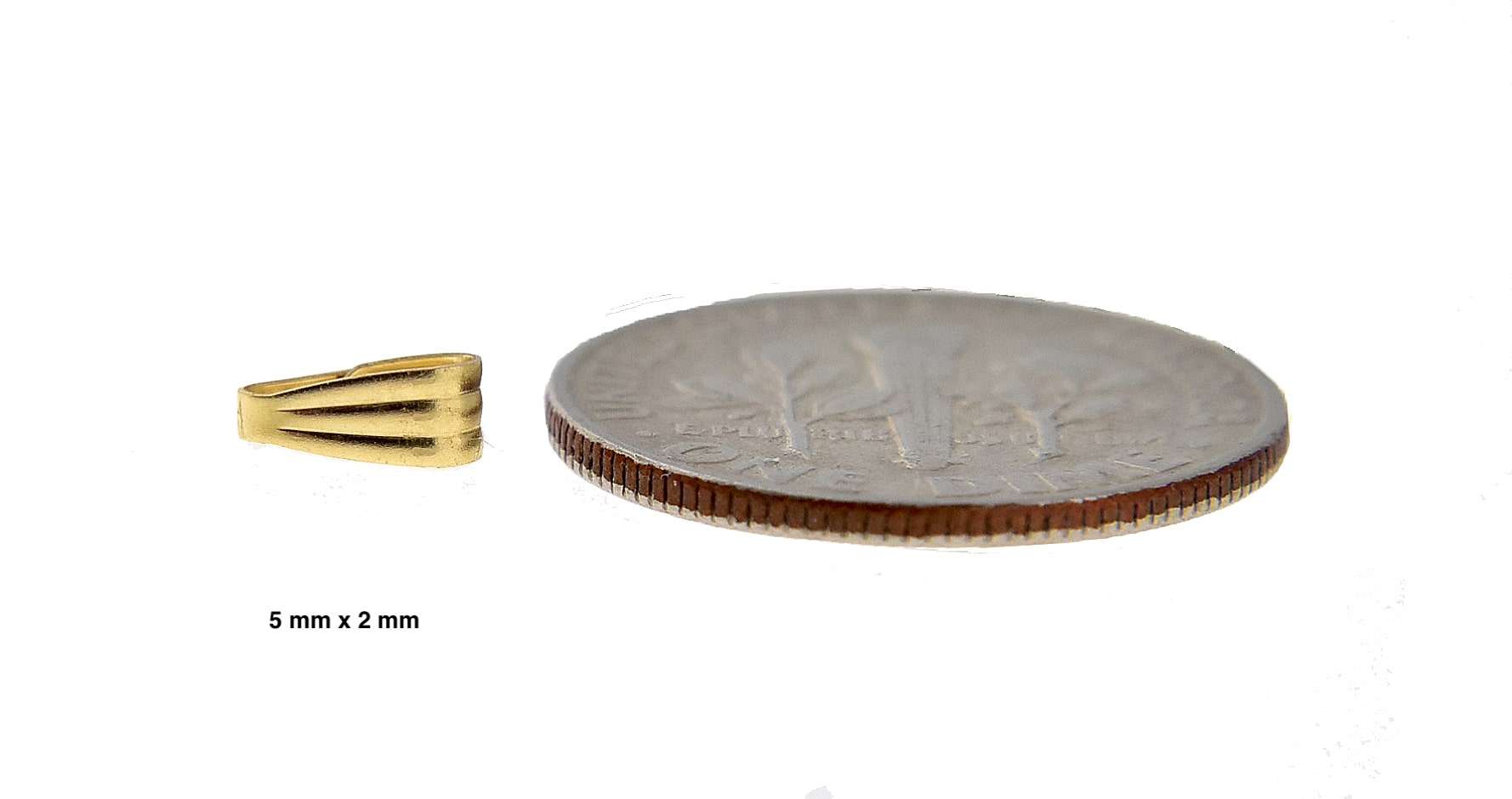 14k Yellow Gold or 14k White Gold 5mm x 2mm Bail ID Snap On Tapered Locket Bail for Pendant Charm Jewelry Findings