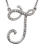 Load image into Gallery viewer, 14K Yellow Rose White Gold Diamond Letter J Initial Alphabet Necklace Custom Made To Order
