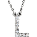이미지를 갤러리 뷰어에 로드 , 14k Gold 1/10 CTW Diamond Alphabet Initial Letter L Necklace
