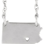 Load image into Gallery viewer, 14k Gold 10k Gold Silver Pennsylvania State Heart Personalized City Necklace
