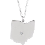 画像をギャラリービューアに読み込む, 14k Gold 10k Gold Silver Ohio OH State Map Diamond Personalized City Necklace
