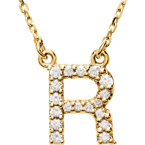 14k Gold 1/6 CTW Diamond Alphabet Initial Letter R Necklace – Bengjo