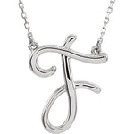 Load image into Gallery viewer, 14k Gold or Sterling Silver Script Letter F Initial Alphabet Necklace
