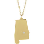 Indlæs billede til gallerivisning 14k Gold 10k Gold Silver Alabama State Map Diamond Personalized City Necklace
