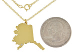 Lade das Bild in den Galerie-Viewer, 14k Gold 10k Gold Silver Alaska State Map Diamond Personalized City Necklace
