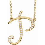 Cargar imagen en el visor de la galería, 14K Yellow Rose White Gold Diamond Letter P Initial Alphabet Necklace Custom Made To Order

