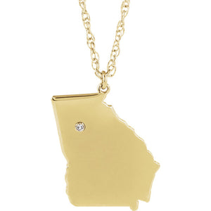 14k Gold 10k Gold Silver Georgia GA State Map Diamond Personalized City Necklace