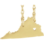 Indlæs billede til gallerivisning 14k Gold 10k Gold Silver Virginia State Heart Personalized City Necklace
