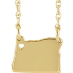 Ladda upp bild till gallerivisning, 14k Gold 10k Gold Silver Oregon State Heart Personalized City Necklace
