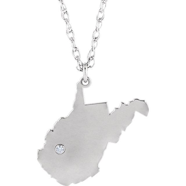 14k Gold 10k Gold Silver West Virginia WV State Map Diamond Personalized City Necklace