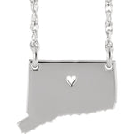 Load image into Gallery viewer, 14k Gold 10k Gold Silver Connecticut State Heart Personalized City Necklace
