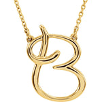 Load image into Gallery viewer, 14k Gold or Sterling Silver Script Letter B Initial Alphabet Necklace
