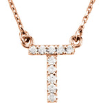 Load image into Gallery viewer, 14k Gold 0.08 CTW Diamond Alphabet Initial Letter T Necklace
