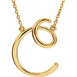 Load image into Gallery viewer, 14k Gold or Sterling Silver Script Letter C Initial Alphabet Necklace
